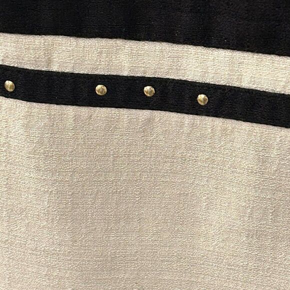 Virgo Women's Tunic Top Size 10, Black / Cream Gold Studs Rayon / Poly Blend #BH - Picture 11 of 11